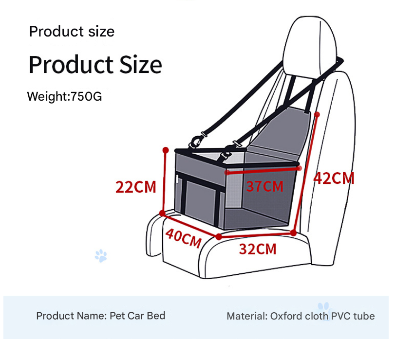 Black and Red Portable Pet Car Seat for Dogs and Cats - Adjustable Car Seat Cover, Pet Travel Car Carrier with Safety Belt - view 2