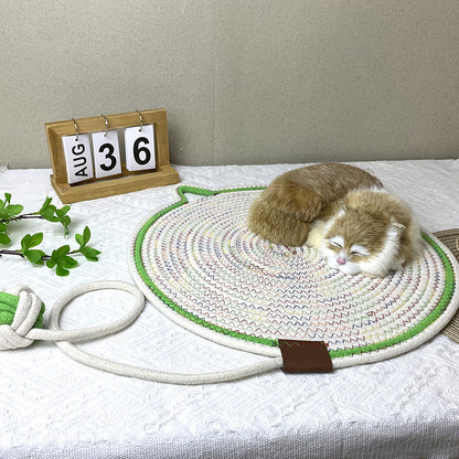 3 Pcs Grey Durable Cat Scratching Mat with Attached Toy Ball - Washable and Multi-Functional, Ideal for Cats' Scratching and Sleeping - 50cm Diameter - view 4