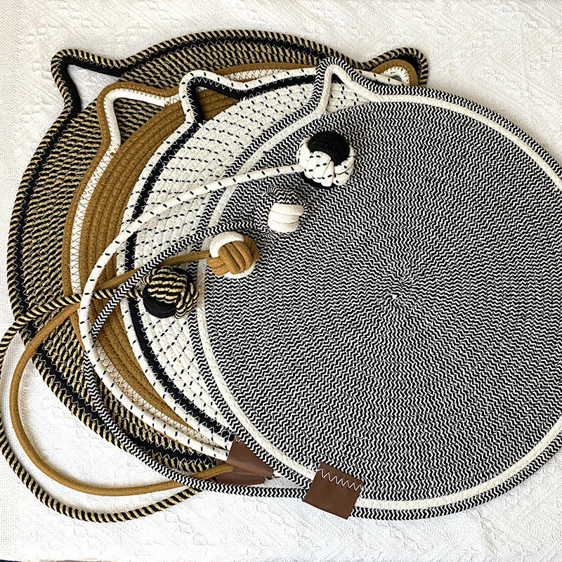 3 Pcs Green Durable Cat Scratching Mat with Attached Toy Ball - Washable and Multi-Functional, Ideal for Cats' Scratching and Sleeping - 50cm Diameter - view 2