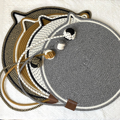 3 Pcs Green Durable Cat Scratching Mat with Attached Toy Ball - Washable and Multi-Functional, Ideal for Cats' Scratching and Sleeping - 50cm Diameter - view 2