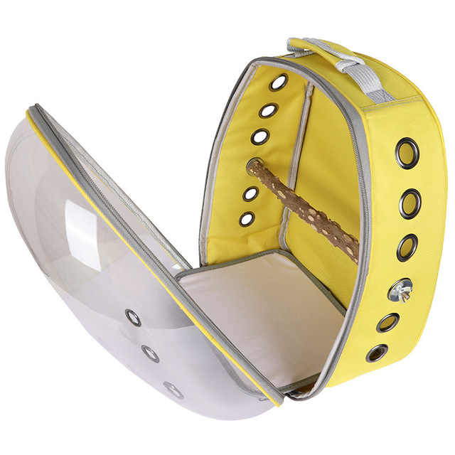Grey Stylish Transparent PVC Pet Carrier Backpack - Large Capacity, Multi-Use for Birds & Cats(Including Wooden Stick) - view 3