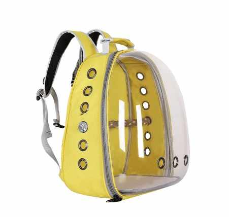Grey Stylish Transparent PVC Pet Carrier Backpack - Large Capacity, Multi-Use for Birds & Cats(Including Wooden Stick) - view 4