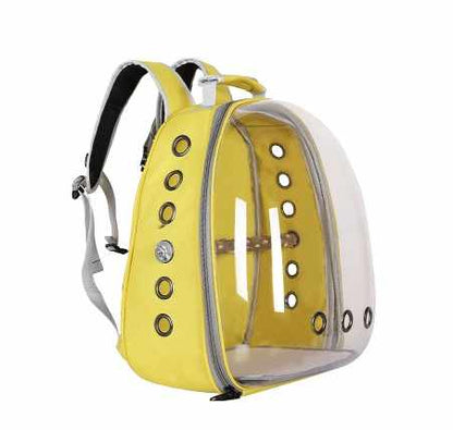 Grey Stylish Transparent PVC Pet Carrier Backpack - Large Capacity, Multi-Use for Birds & Cats(Including Wooden Stick) - view 4