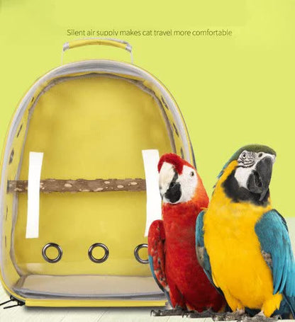 Grey Stylish Transparent PVC Pet Carrier Backpack - Large Capacity, Multi-Use for Birds & Cats(Including Wooden Stick) - view 7
