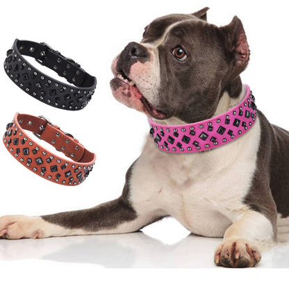 Size S Pink 1 pack Stylish PU Leather Dog Collar with Spikes - Adjustable, Durable & Comfortable for Medium to Large Breeds - view 3