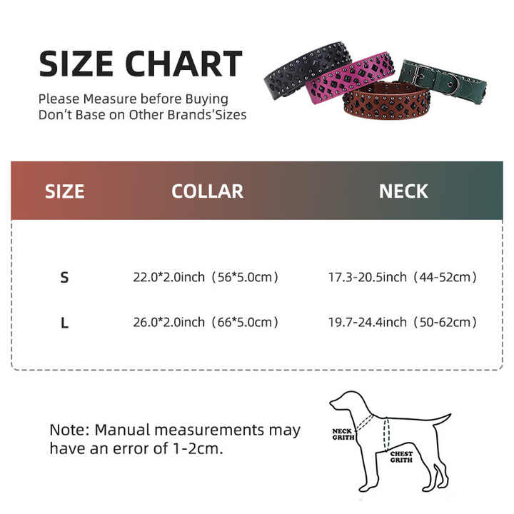 Size S Pink 1 pack Stylish PU Leather Dog Collar with Spikes - Adjustable, Durable & Comfortable for Medium to Large Breeds - view 5