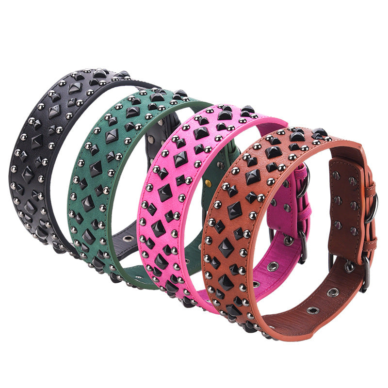 Size L Pink 1 pack Stylish PU Leather Dog Collar with Spikes - Adjustable, Durable & Comfortable for Medium to Large Breeds - view 4