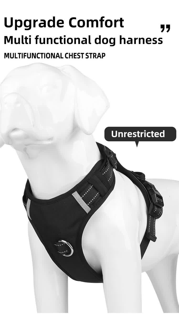 Size L Red Reflective No-Pull Dog Harness - Adjustable & Durable for Large Breeds, Anti-Escape Design - view 6