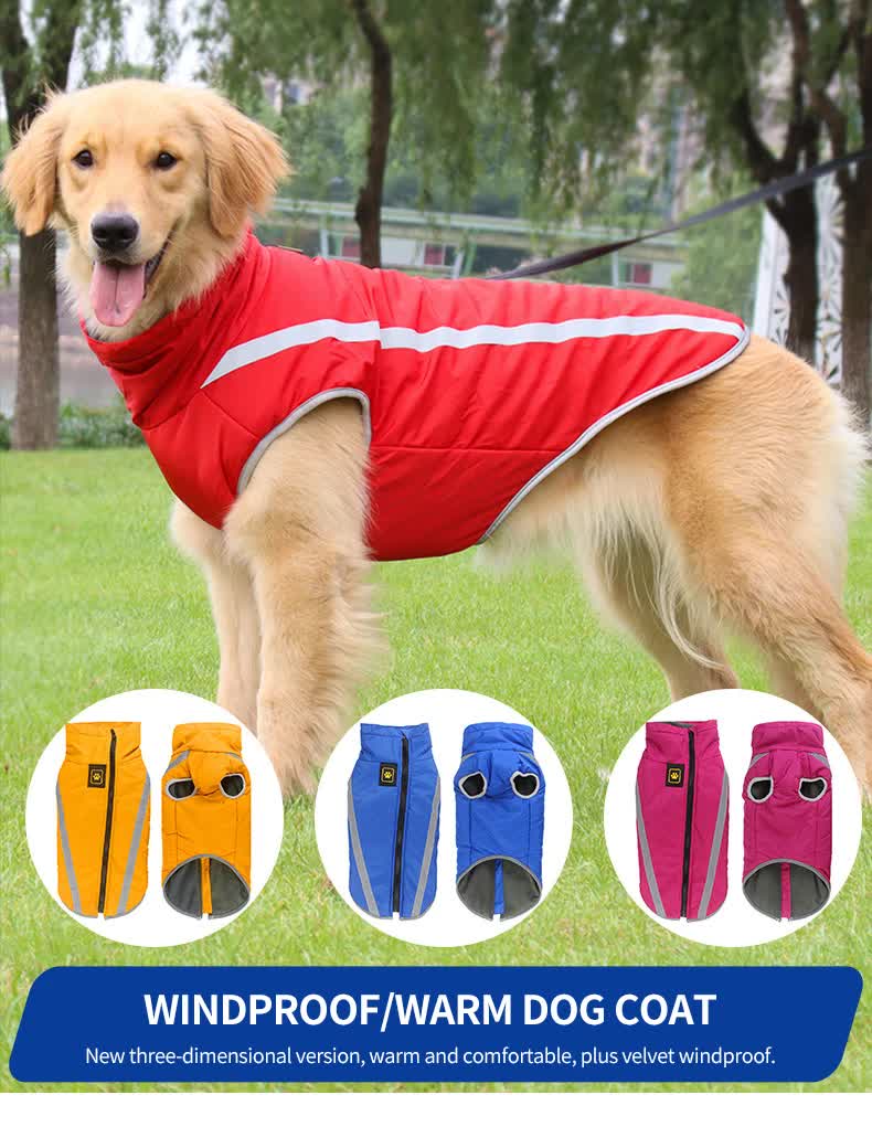 Size 5XL Pink Reflective Winter Dog Jacket - Warm & Waterproof Outdoor Coat for Large Breeds - view 2
