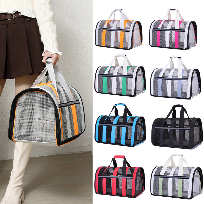 Size M Light Green And White Foldable Pet Carrier Bag - Lightweight, Breathable, and Spacious for All Seasons - view 2