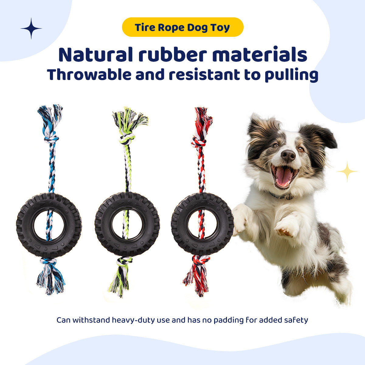 Blue Interactive Tire Rope Dog Toy - Heavy Duty Chew Toy for Dental Health & Play - view 2