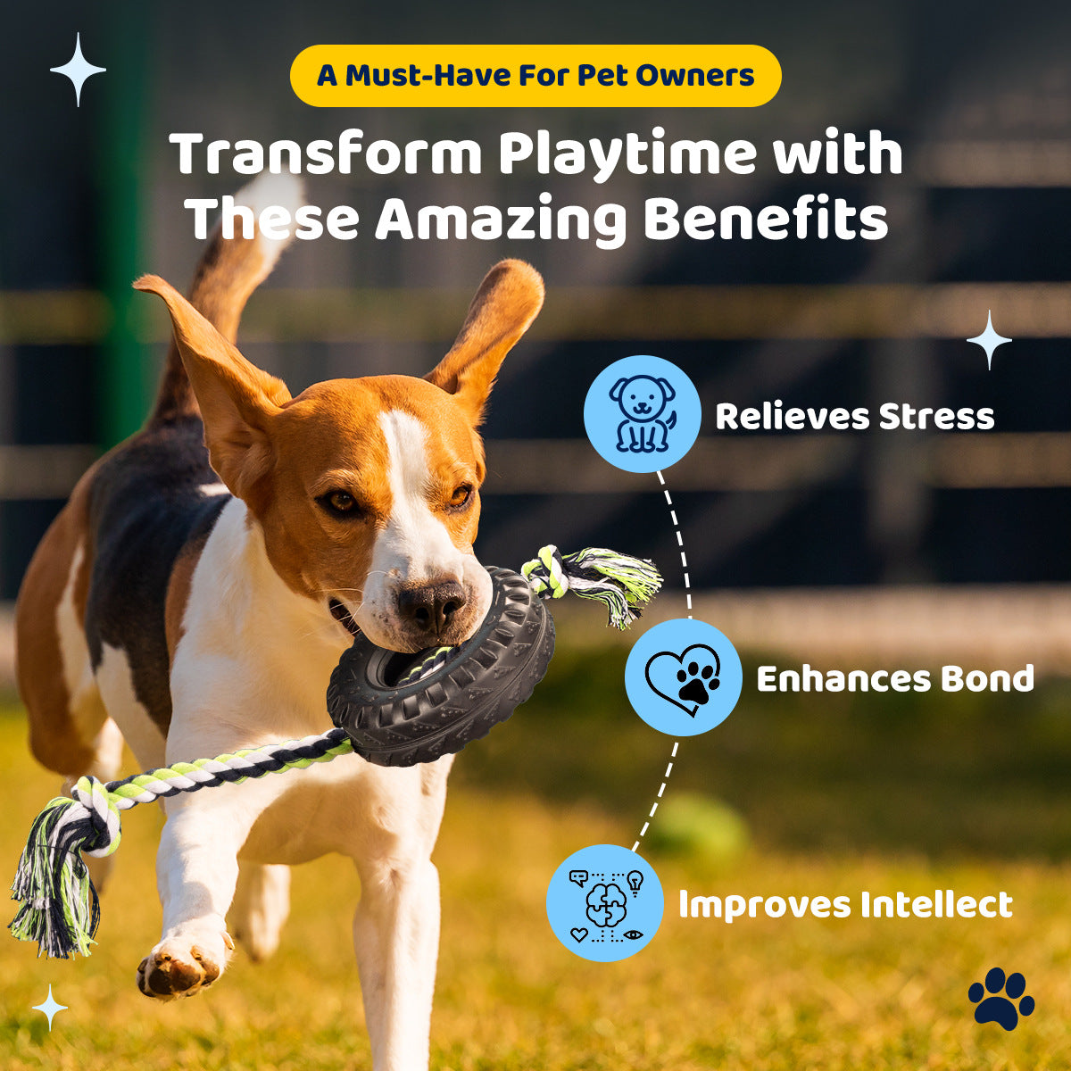 Blue Interactive Tire Rope Dog Toy - Heavy Duty Chew Toy for Dental Health & Play - view 4