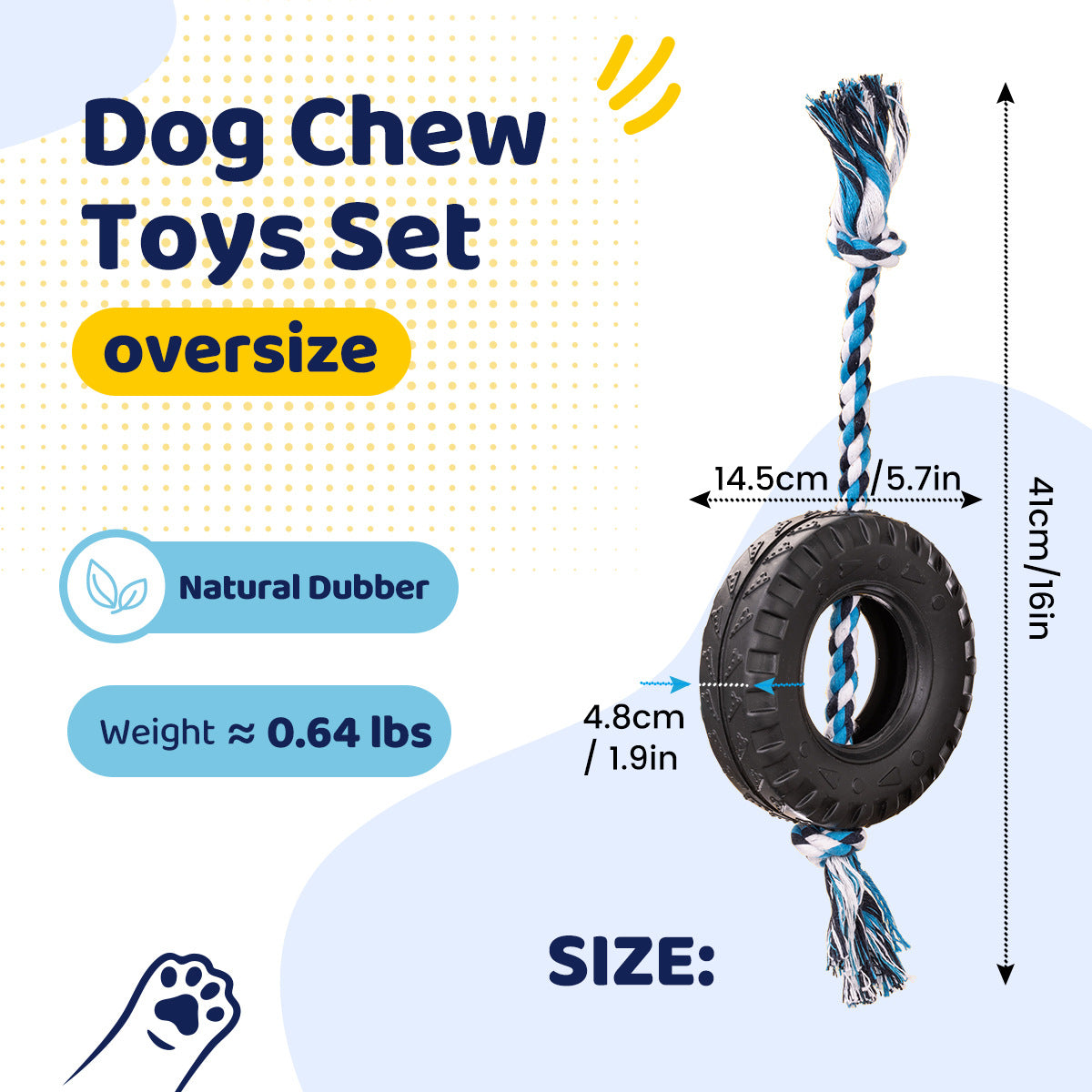 Blue Interactive Tire Rope Dog Toy - Heavy Duty Chew Toy for Dental Health & Play - view 5