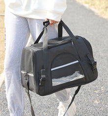 Portable Pet Bag for Small Dogs and Cats - Black Travel Tote with Pet Mat (44x25x28cm) - view 2