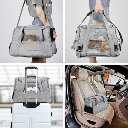 Portable Pet Bag for Small Dogs and Cats - Black Travel Tote with Pet Mat (44x25x28cm) - view 3