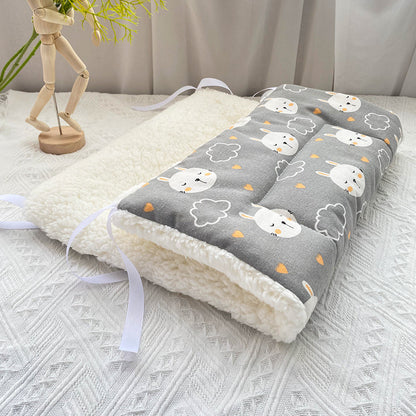 Tie-On Cat Cage Platform Pad - Rabbit pattern on Gray background (30x75cm) - view 2