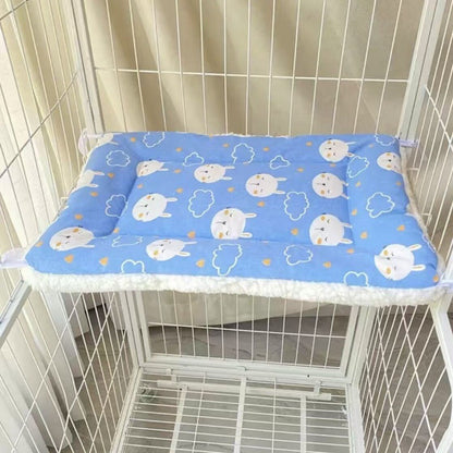 Cat Cage Platform Mat - Rabbit pattern on Blue background (40x60cm) - view 2
