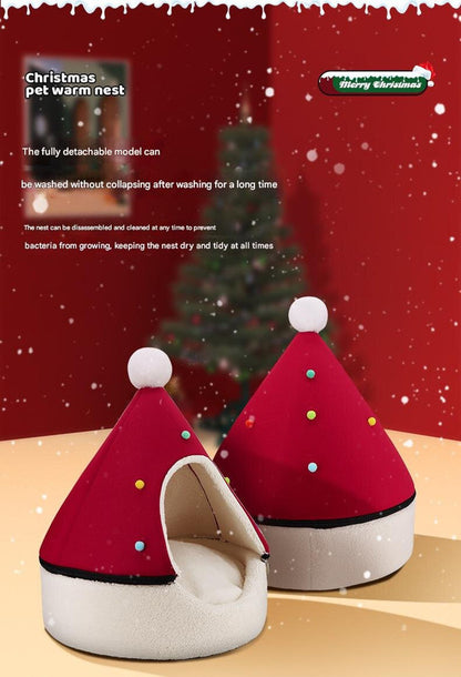Festive Detachable Pet House - Cozy Red Santa Hat Design (S - 37x46cm) - view 2