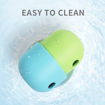 2 Pcs Green And Blue Interactive Pet Treat Dispensing Ball - Food-Grade Silicone Rolling Toy for Dogs with 1.5 cm Leakage Hole - view 3