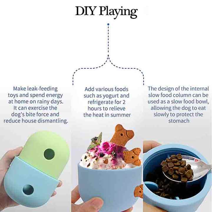 2 Pcs Green And Blue Interactive Pet Treat Dispensing Ball - Food-Grade Silicone Rolling Toy for Dogs with 1.5 cm Leakage Hole - view 5