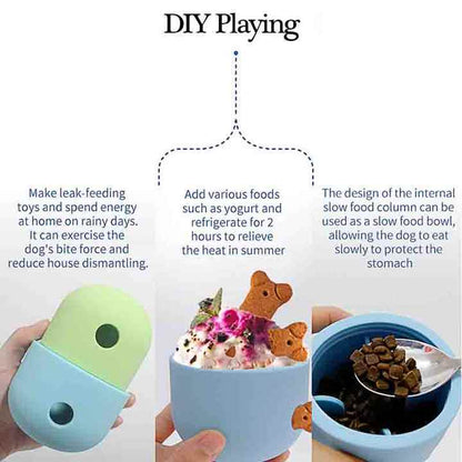 2 Pcs Green And Blue Interactive Pet Treat Dispensing Ball - Food-Grade Silicone Rolling Toy for Dogs with 1.5 cm Leakage Hole - view 5