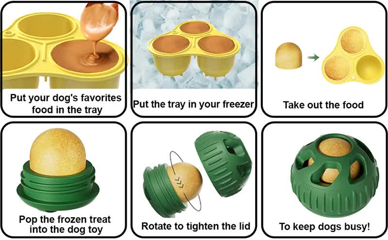 Green Ball and Black Mold Pet Treat Dispensing Ball and Molding Set - Silicone Dog Chew Toy for Teeth Cleaning and Boredom Relief - view 8