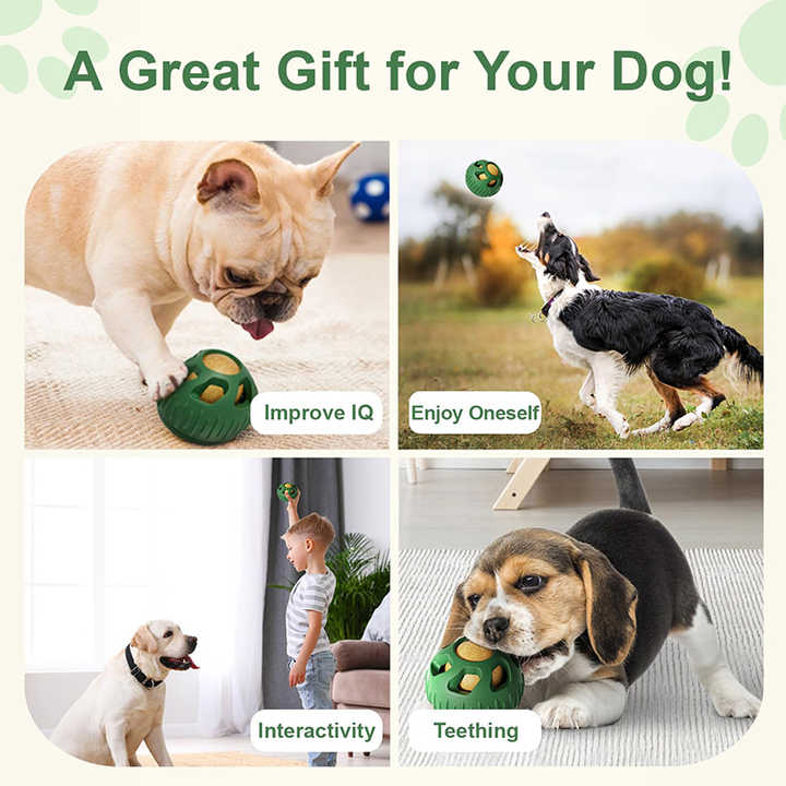 Green Ball and Black Mold Pet Treat Dispensing Ball and Molding Set - Silicone Dog Chew Toy for Teeth Cleaning and Boredom Relief - view 9