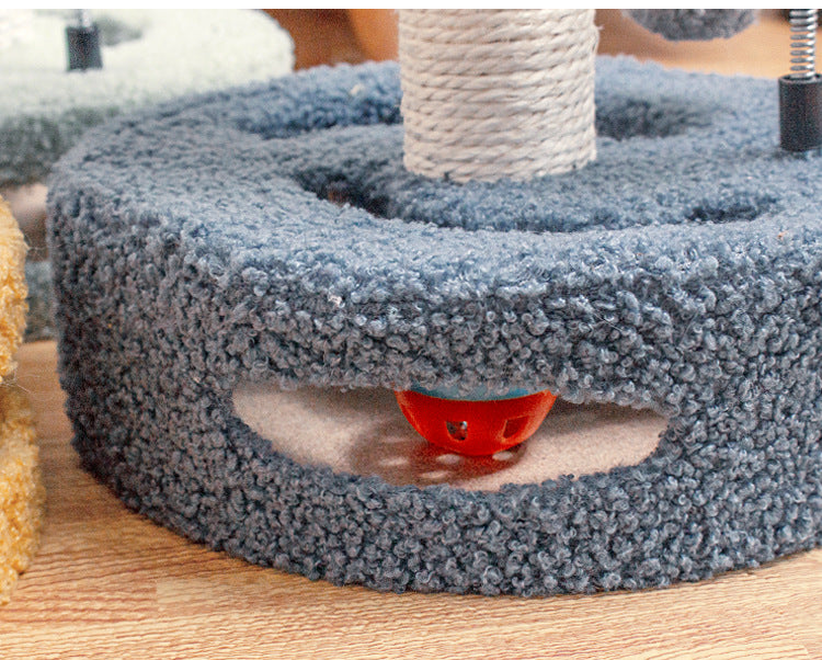 Blue And Pink Sunflower Cat Scratching Post - 35cm Sisal Cat Tree with Plush Toys for Small Cats - view 6