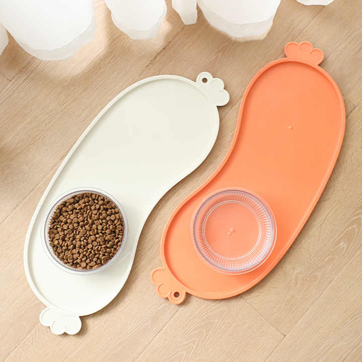Orange Non-Slip Pet Feeding Mat - Waterproof Dog & Cat Food Bowl Placemat with Raised Edges - view 2