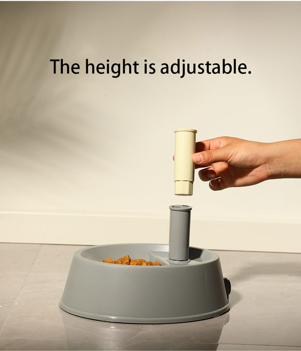 Grey Base Adjustable Height Pet Water Dispenser with Food Bowl Base - Non-Drip Bottle Feeder Station for Dogs & Cats - view 5
