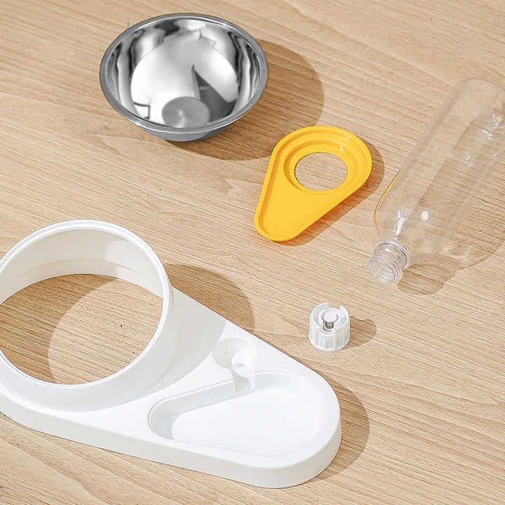 Blue Pet Bowl Set with Automatic Gravity Water Dispenser - Stainless Steel & PP Feeder Station - view 5