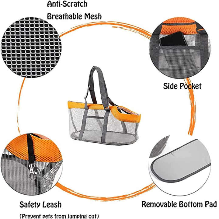 Red And Grey Lightweight Breathable Mesh Pet Carrier Handbag - Portable Travel Tote for Small Dogs & Cats up to 8kg - view 3
