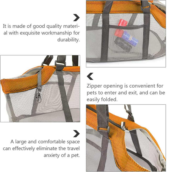 Red And Grey Lightweight Breathable Mesh Pet Carrier Handbag - Portable Travel Tote for Small Dogs & Cats up to 8kg - view 4