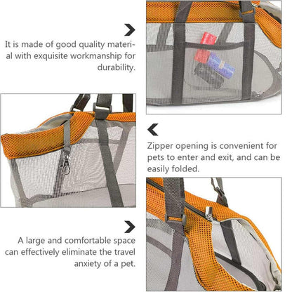 Grey And Red Lightweight Breathable Mesh Pet Carrier Handbag - Portable Travel Tote for Small Dogs & Cats up to 8kg - view 4
