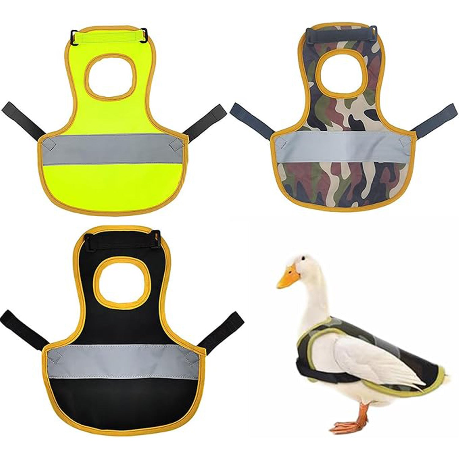 4 Pcs Fluorescent Green High Visibility Chicken & Duck Safety Vest - Reflective Poultry Jacket - view 3