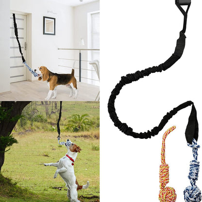 Black And Colored Cotton Balls Interactive Bungee Dog Tug Toy - Hanging Rope Ball for Solo Play & Exercise - view 2