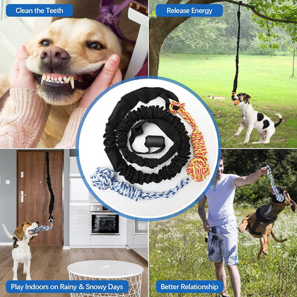 Red And Colored Cotton Balls Interactive Bungee Dog Tug Toy - Hanging Rope Ball for Solo Play & Exercise - view 3