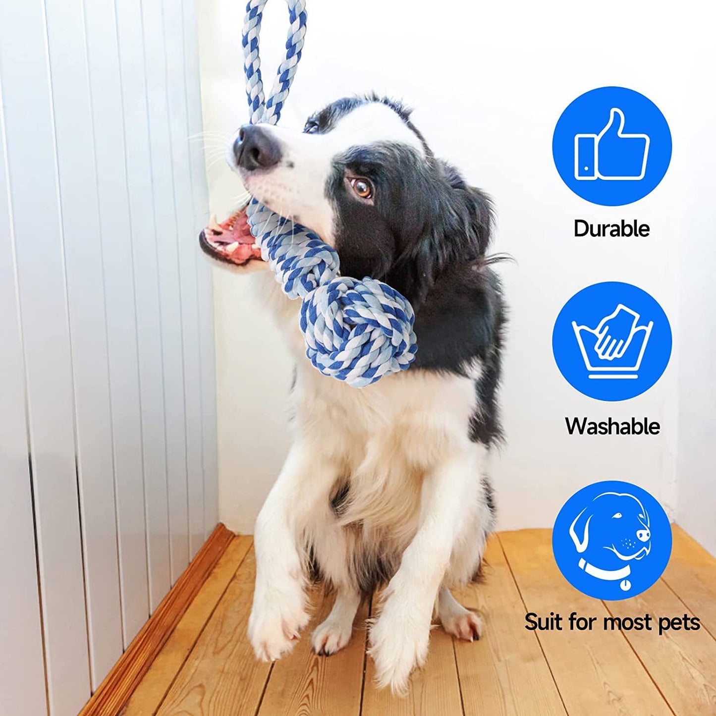 Red And Colored Cotton Balls Interactive Bungee Dog Tug Toy - Hanging Rope Ball for Solo Play & Exercise - view 5