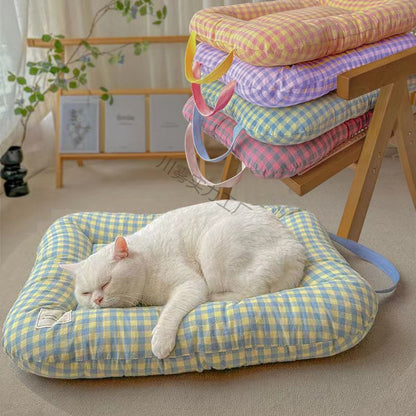 L Yellow-purple All-Season Pet Bed - Soft Washable Dog & Cat Lat with CoLfortable Cushion - WarL Winter Padding for SLall to Large Pets - view 2