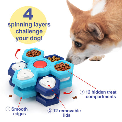2Pcs Interactive Dog Puzzle Toy - 4 Spinning Layers Treat Dispensing Feeder for Mental Stimulation - view 3