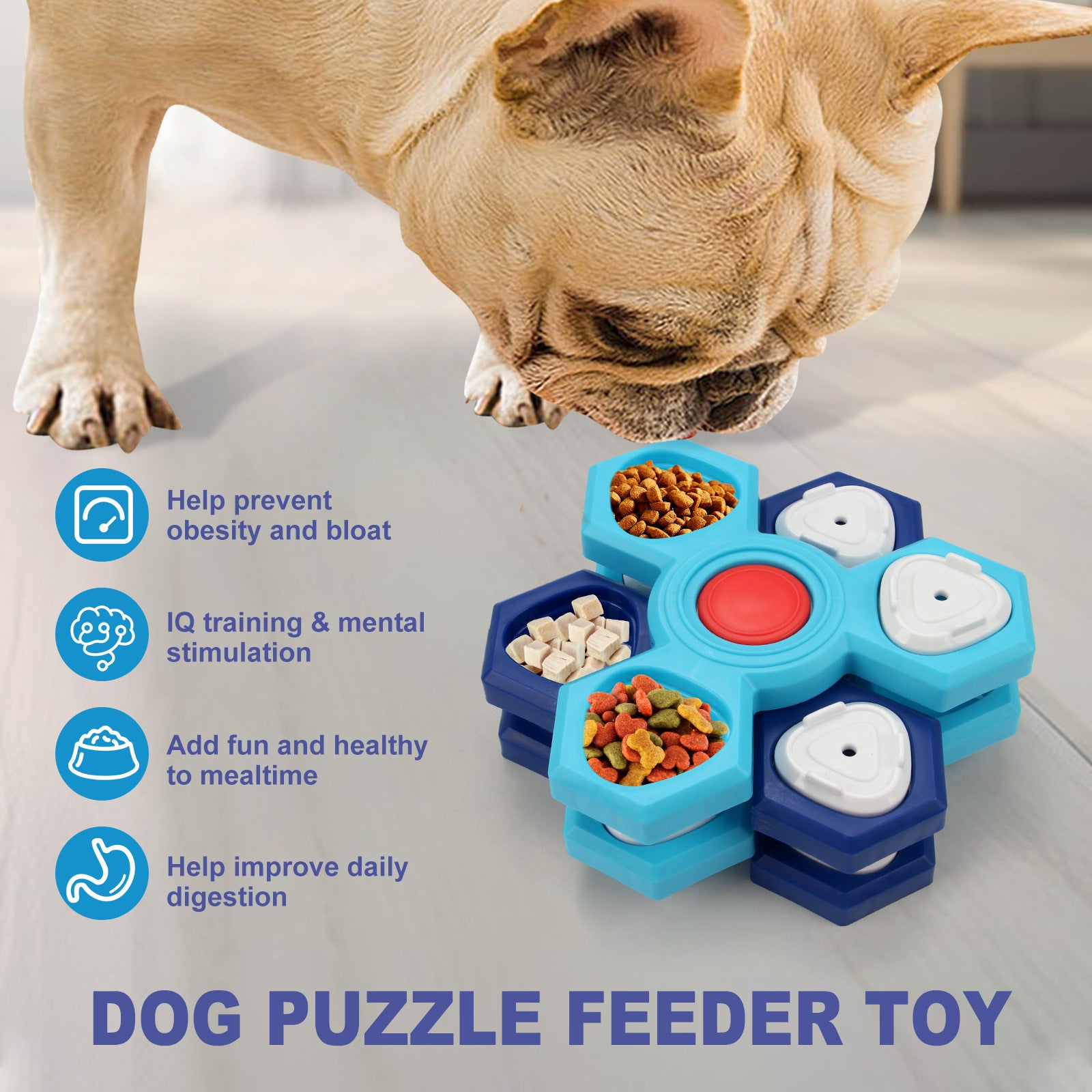 2Pcs Interactive Dog Puzzle Toy - 4 Spinning Layers Treat Dispensing Feeder for Mental Stimulation - view 4