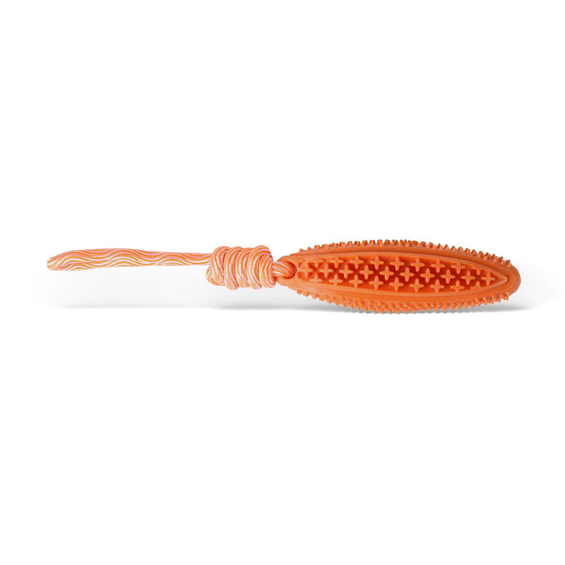 Orange Star Long Olive Durable Cotton Rope Dog Toy Set (2-Pack) - Chew, Tug & Treat Dispensing Ball for Dental Health
