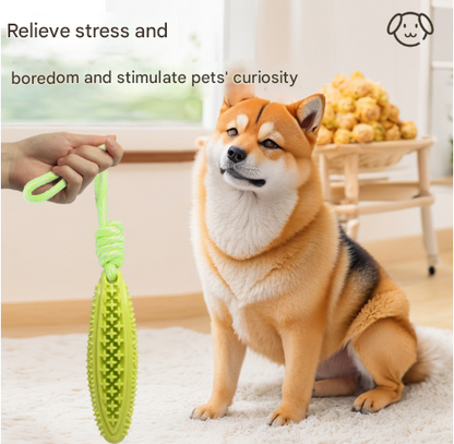 Orange Star Long Olive Durable Cotton Rope Dog Toy Set (2-Pack) - Chew, Tug & Treat Dispensing Ball for Dental Health - view 2