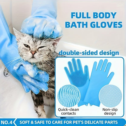 Grey 6-Piece Dog Grooming Bath Set - Absorbent Microfiber Towels & Wash Mitts for Shiny Coats - view 2