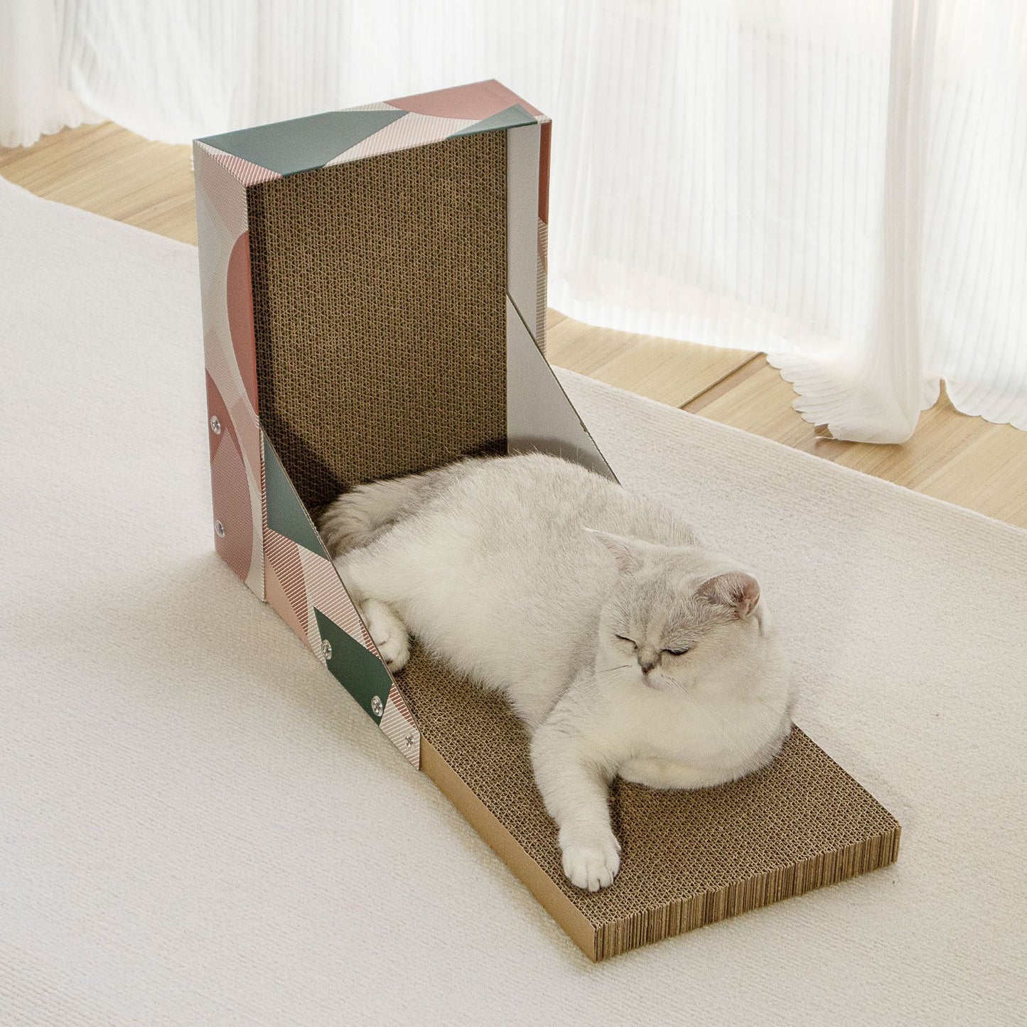 Pop Pattern Cat Scratching Post and Lounge - 350x250x600mm Corrugated Cardboard - view 4