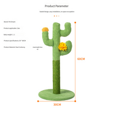 Cactus-Shaped Cat Scratching Post with Sisal Rope and Plush Chenille - Green - view 2