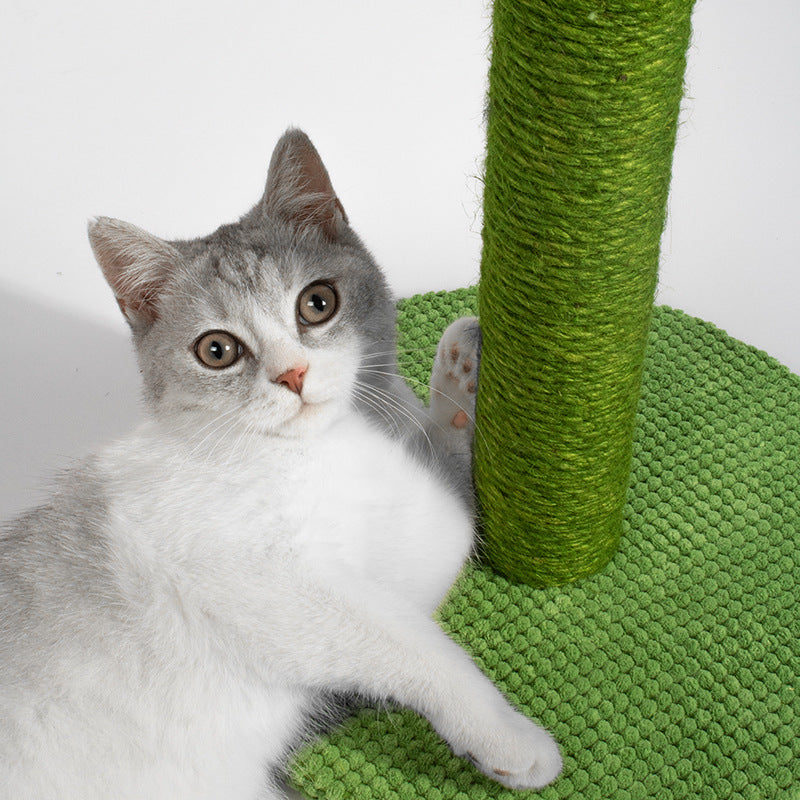 Cactus-Shaped Cat Scratching Post with Sisal Rope and Plush Chenille - Green - view 3
