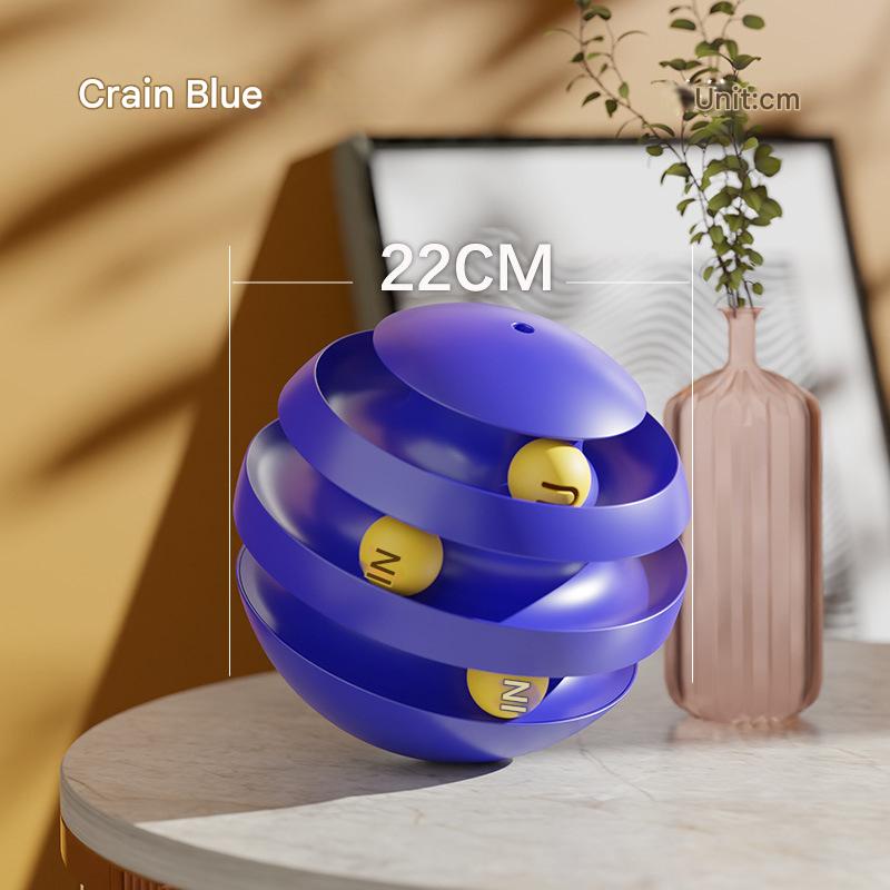 Klein Blue Interactive Cat Scratching Ball Toy - Multi-layer Track with Rolling Ball