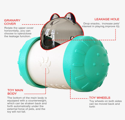Pet Tumbler Treat Dispenser Ball,Interactive Feeding Toy for Dogs and Cats(Blue and White) - view 3