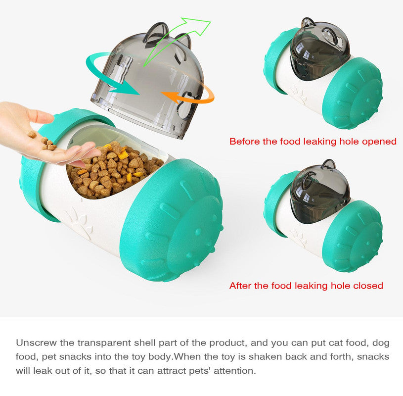 Pet Tumbler Treat Dispenser Ball,Interactive Feeding Toy for Dogs and Cats(Yellow and white) - view 5